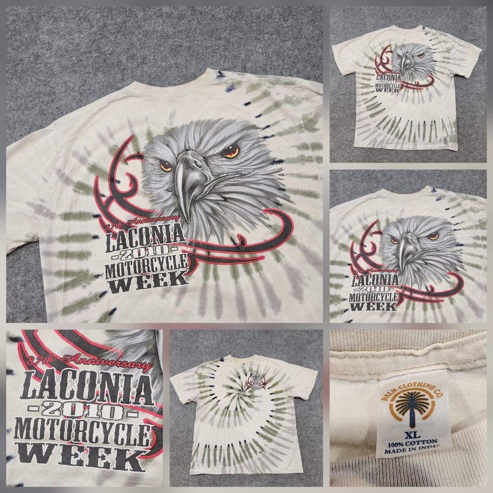 VTG‎ Laconia Motorcycle Bike Week Mens XL Eagle Tie Dye Graphic T Shirt